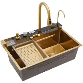 OEM Set voor afwasbakken, met uittrekbare kraan, roestvrijstalen constructie, 75x46x22 cm