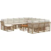 vidaXL Tuinset met 13 stuks, natuurlijke en crème-witte polyester stof