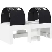 vidaXL Bed met Tunnel 3 st Wit en zwart Bewerkt hout