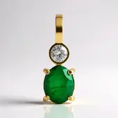 Cavill - Gouden Hanger 9K Geel Goud - Zambia Smaragd 0,66 ct Ovaal en Zirkoon 0,16 ct - Elegant Sieraad Dames 17x5 mm