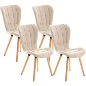 CLP Set van 4 eetkamerstoelen Elda, bekleed met gestoffeerde stof, met rugleuning, geschikt tot 150 kg, kleur crème