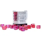 Chessex Doorzichtige 6-zijdige Gemini dobbelstenen 12mm RED-VIOLET/GOLD (36 dobbelstenen) -