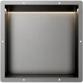 Guido Gusto Gun Metal RVS Inbouwnis 30x30x7cm met tegelflens en RGB verlichting