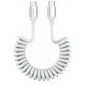 4smarts USB-C naar USB-C Krulsnoer Kabel 240W Power Delivery 50CM Wit