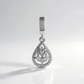 Cavill - Zilveren Hanger - 925 Sterling Zilver Geplatineerd - Witte Saffier 0,09 ct en Zirkonia 0,128 ct - Druppelvormig Elegant Damessieraad