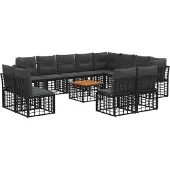 vidaXL Buiten bank set 13 st Zwart en Donker Grijs Polyester