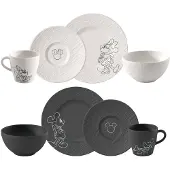 Villeroy & Boch Manufacture Rock Mickey Mouse Ontbijtset Zwart / Wit - Servies & serviessets Porselein Black - 1047199072