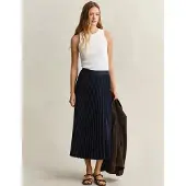 Gant Dames Marineblauwe geplooide midirok (42), Casual, Klassiek, Polyester 4400169