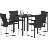 vidaXL Tuin Eettafel Set 5 st Zwart Textilene en Staal