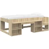 vidaXL Kinderbedframe met opbergruimte Sonoma Eiken 90 x 200 cm
