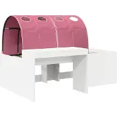 vidaXL Bed met Tunnel 3 st Wit en Roze Bewerkt hout