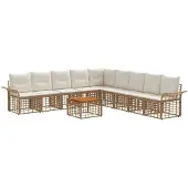 vidaXL Buiten bank set 10 st Natuurlijk en Crème Wit Polyester