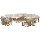 vidaXL Buiten bank set 14 st Natuurlijk en Crème Wit Polyester
