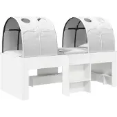 vidaXL Bed met Tunnel 3 st Wit Bewerkt hout