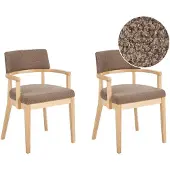 Beliani DALBO - Eetkamerstoel set van 2 - Lichtbruin/Taupe - Bouclé
