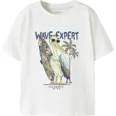 Name it MINI T-shirt wit Jongens Stretchkatoen Ronde hals Printopdruk - maat 116