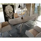 DELIFE Eettafel Carlow 130/200x95 cm keramisch bruin roestvrij staal uitschuifbaar