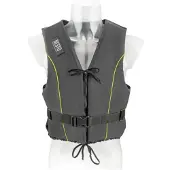 Besto Dinghy Zipper zwemvest zwart met gele bies