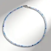 Cavill - Zilveren Halsketting - 925 Sterling Zilver - Braziliaanse Facetgeslepen Aquamarijn 27 141 ct - Ronde Blauwe Edelstenen - 45 cm