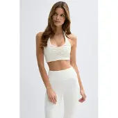 Gina Tricot  - Yoga halterneck top - Haltertops - Wit - L - Dames