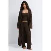 Gina Tricot  - Soft lace loungewear robe - Homewear - Bruin - S - Dames