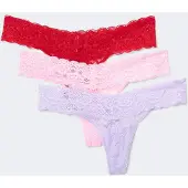 Gina Tricot 3-pack lace thongslips in 3-pack Paars SDames