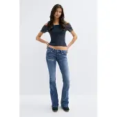Gina Tricot  - 14+ low rise flare jeans tall - Low waist jeans - Blauw - XXS - Dames