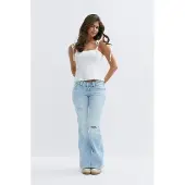 Gina Tricot  - 14+ the cross low jeans tall - Low waist jeans - Blauw - XXS - Dames