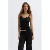 Gina Tricot  - Soft lace loungewear singlet - Tanktops - Zwart - M - Dames