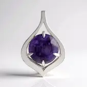 Cavill - Zilveren Hanger - 925 Sterling Zilver - Natuurlijke Charoite Edelsteen 3 162 ct - Ronde Cabochon 10 mm - Elegante Paarse Dameshanger