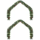 vidaXL Kerstkrans 2 st 600 LED's Groen 20 m PVC