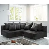 DELIFE Hoekbank Clovis antraciet antieke optiek ottomane links module bank