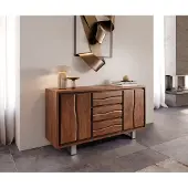 DELIFE Dressoir Live-Edge 147 cm acacia bruin 3 laden 2 deuren