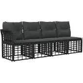 vidaXL Buiten bank set 6 pcs Zwart en Donker Grijs Polyester