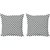 Abakuhaus Geruite decoratieve kussenhoes, 2 stuks, klassiek schaakbordpatroon, modern accent, dubbelzijdige digitale print, 40x40 cm, grijs en wit