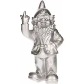 Stoobz Design Tuinbeeld kabouter zilver middelvinger 20 cm - Tuinbeelden