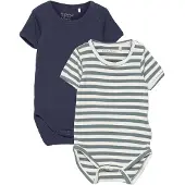 Minymo Rompertje/body beige / duifblauw / donkerblauw