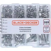Black & Decker Torx Schroevenset - 265-delig - Verzonken Kop met Zelftappende Punt - RVS - Stevige Opbergbox - Diverse Maten voor Uiteenlopende Klussen - Praktisch en Compact - Kleur Zilver