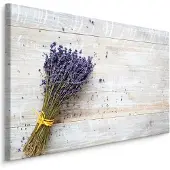 Karo-art Schilderij - Lavendel op een Houten Achtergrond, Premium Print op Canvas
