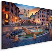 Karo-art Schilderij - De Spaanse Trappen, Rome Italië, Premium Print