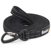 Lionto Trainingslijn lang, antislip grip & reflecterend zwart 15 m
