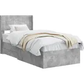 vidaXL Bedframe met opbergruimte en hoofdbord Betongrijs 90 x 190 cm