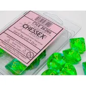 Chessex Gemini Doorschijnend Groen-Teal/Geel Dobbelsteenset (10 stuks)