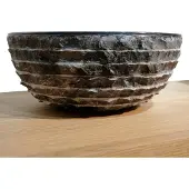 Teakea - Oblique Mini Waskom van Zwart Marmer 30x14,5/10,5 cm - Ronde Luxe Natuursteen Waskom