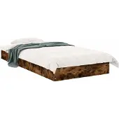 vidaXL Vloerbedframe Gerookt eiken 80 x 200 cm Bewerkt hout