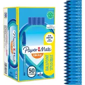 Paper Mate InkJoy 100ST-balpennen | Medium punt (1,0 mm) | Blauw | 50 stuks