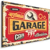 Karo-art Schilderij - Garage, Reclamebord, Premium Print op Canvas