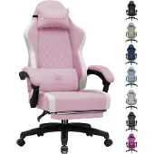 GTPLAYER - Gaming Stoel - Ergonomisch met Ademende Stof en Voetensteun - Roze
