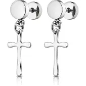 Mendes Heren Oorbellen Titanium – Zilverkleurige Kruis Hangers – Stud Oorbellen met Steker – Hypoallergeen