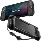 Spigen Rugged Armor Hoes Geschikt voor Nintendo Switch 2 - Back Cover met Air Cushion - Met Draagriem - Carbon - Matte - Zwart